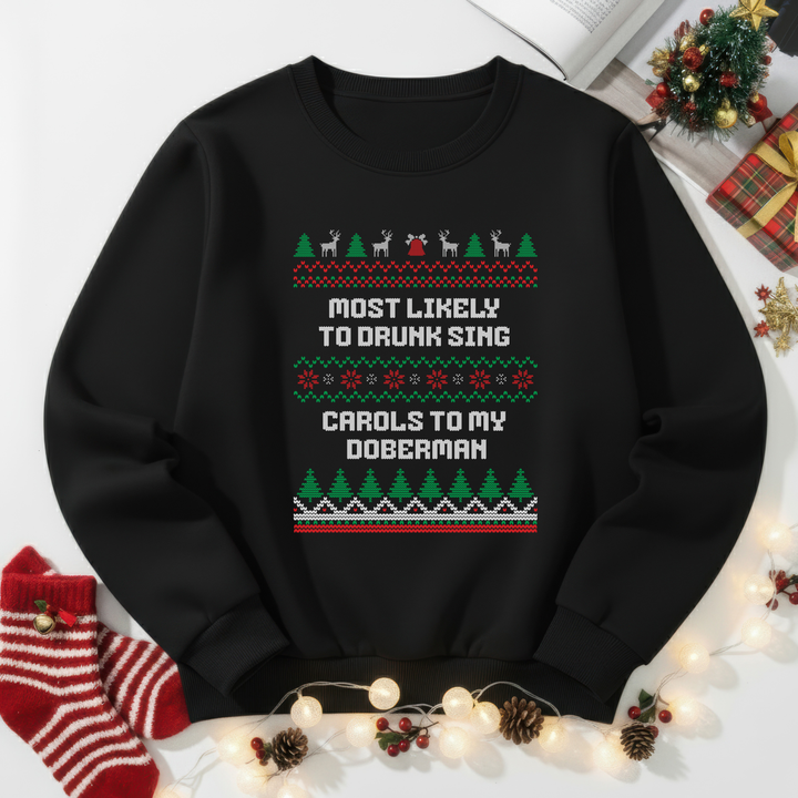 Drunk Carols & Doberman Christmas Jumper