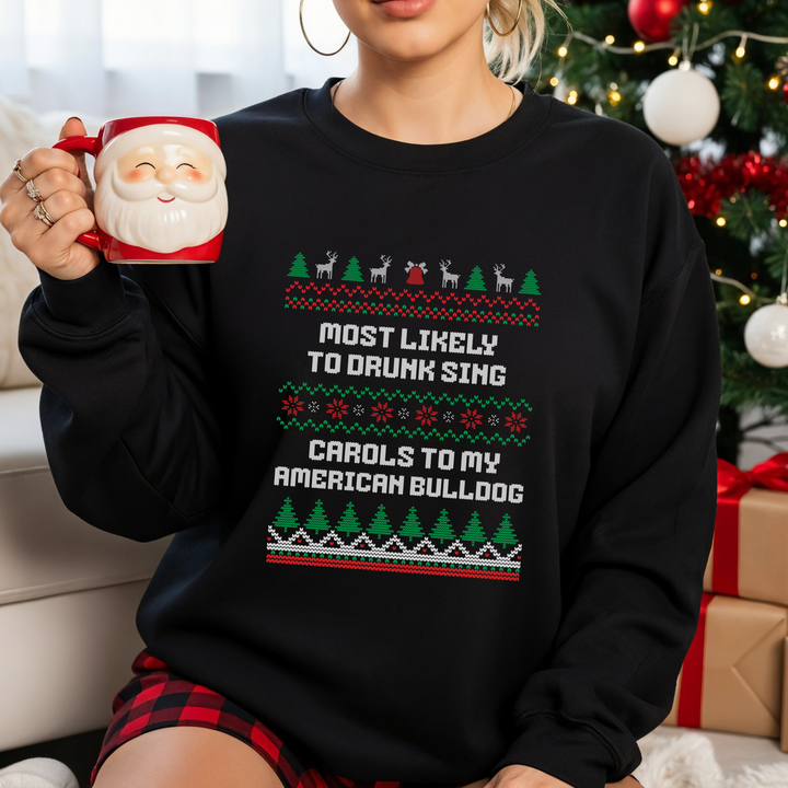 Drunk Carols & American Bulldog Christmas Jumper