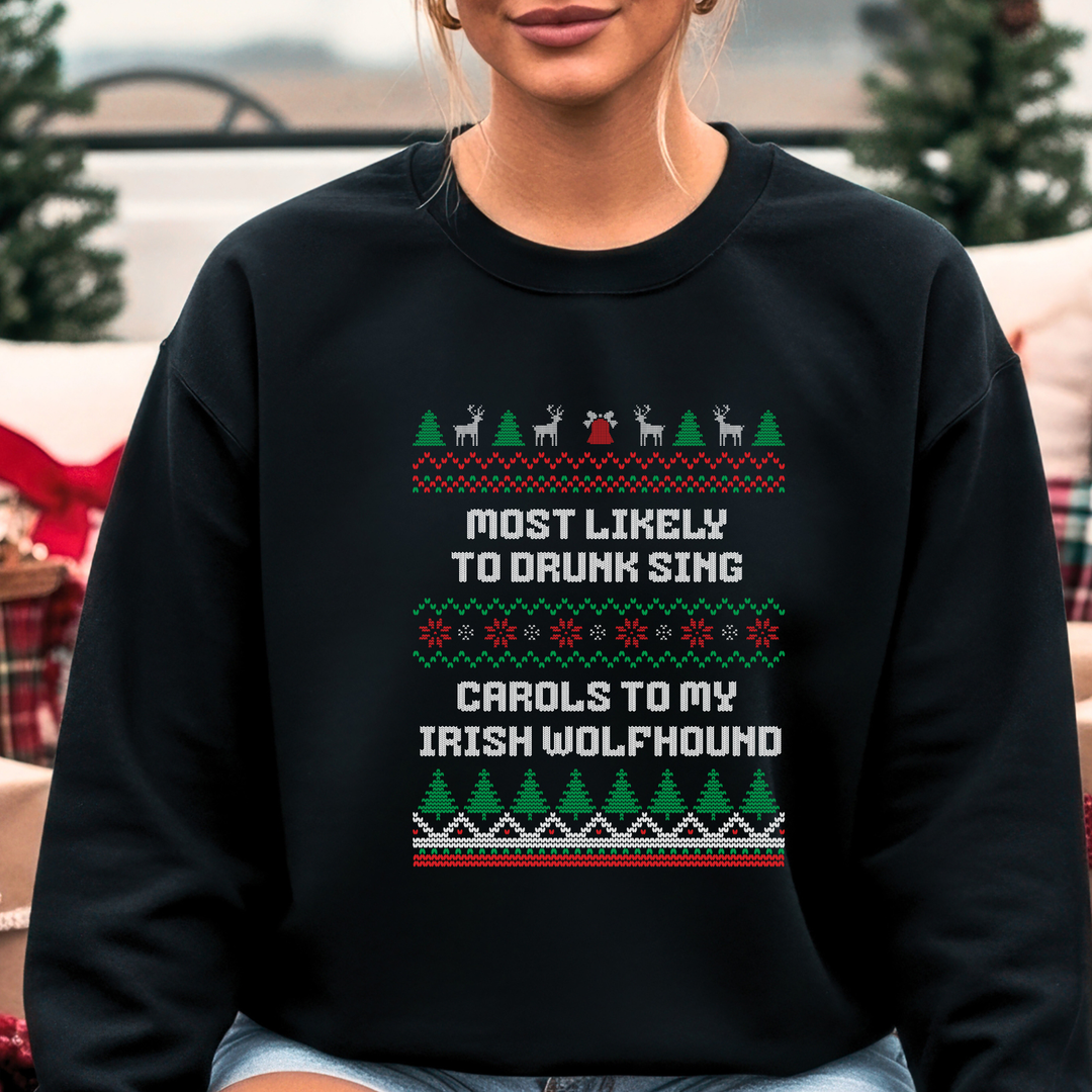 Drunk Carols & Irish Wolfhound Christmas Jumper